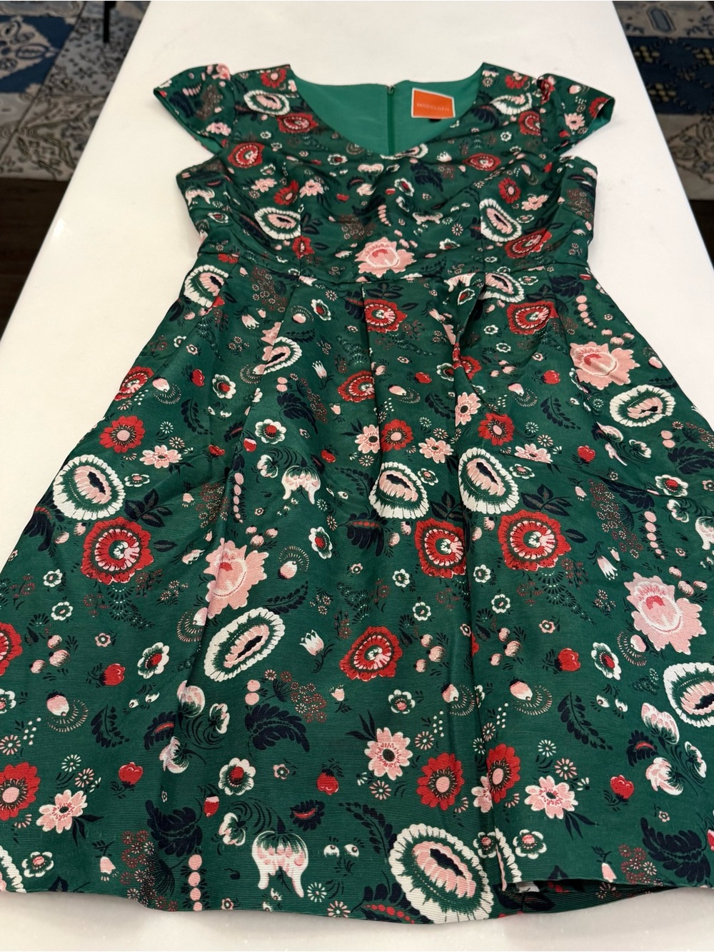 Mod Cloth Retro Inspired Dress A-Line Garden Green Floral Print Pockets Sz M NEW - Picture 9 of 13